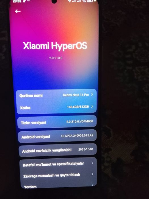 Redmi bot 14 pro 12/512gb abmen bor iphonega