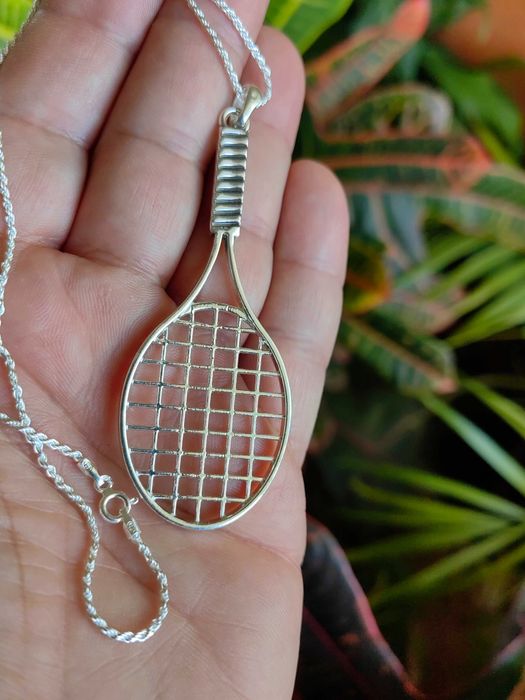 Сребърно тенис колие, подарък за тенесист, подарък за треньор по тенис