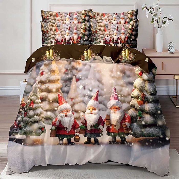 Двулицево коледно спално бельо (Реално изображение), 6 части