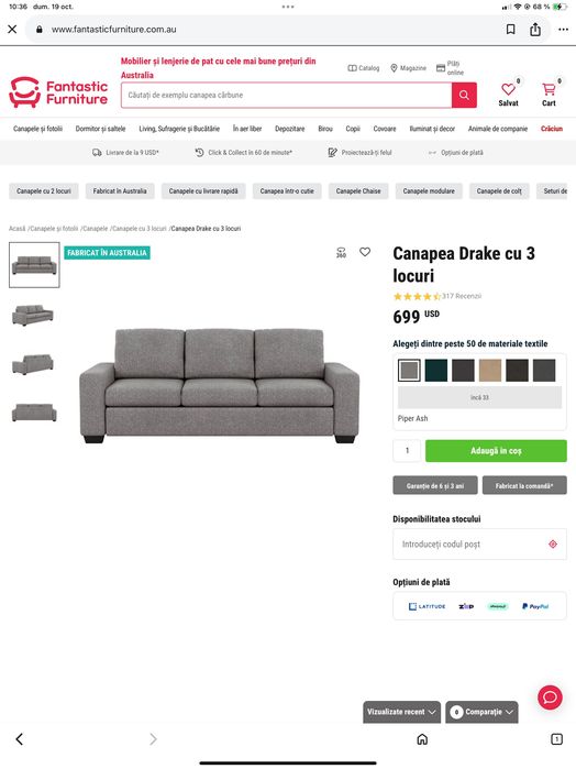 Canapea Drake cu 3 locuri