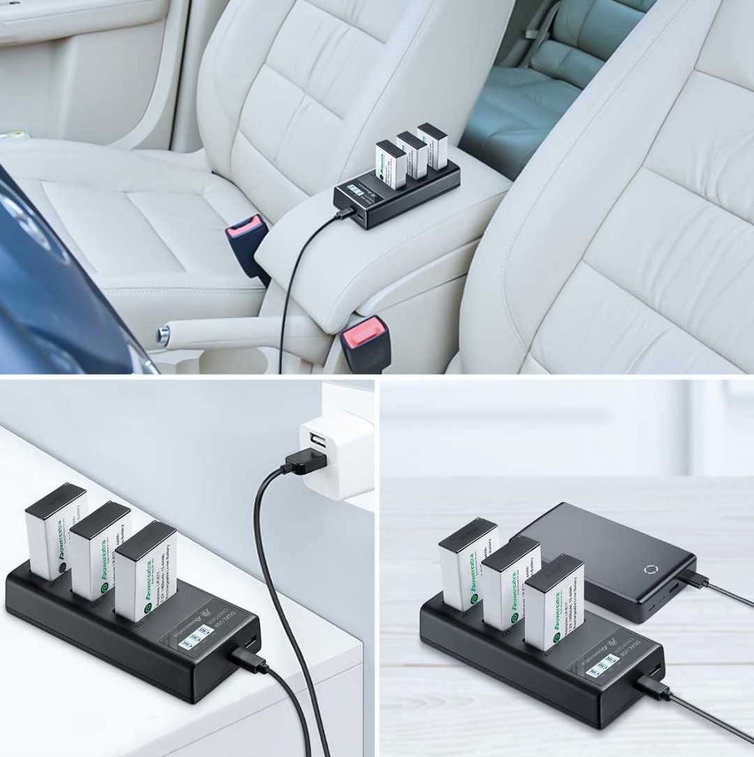 Батерии Powerextra LP-E17 3 бр. 1450mAh със зарядно 3 слота за Canon