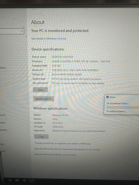 Desktop + monitor, tastatura si mouse