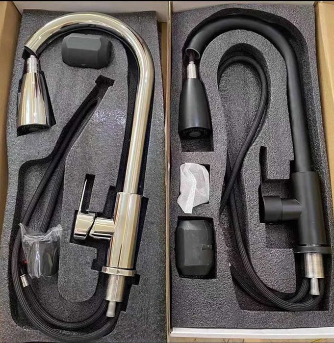 REDUS Baterie inox bucatarie negru capat flexibil