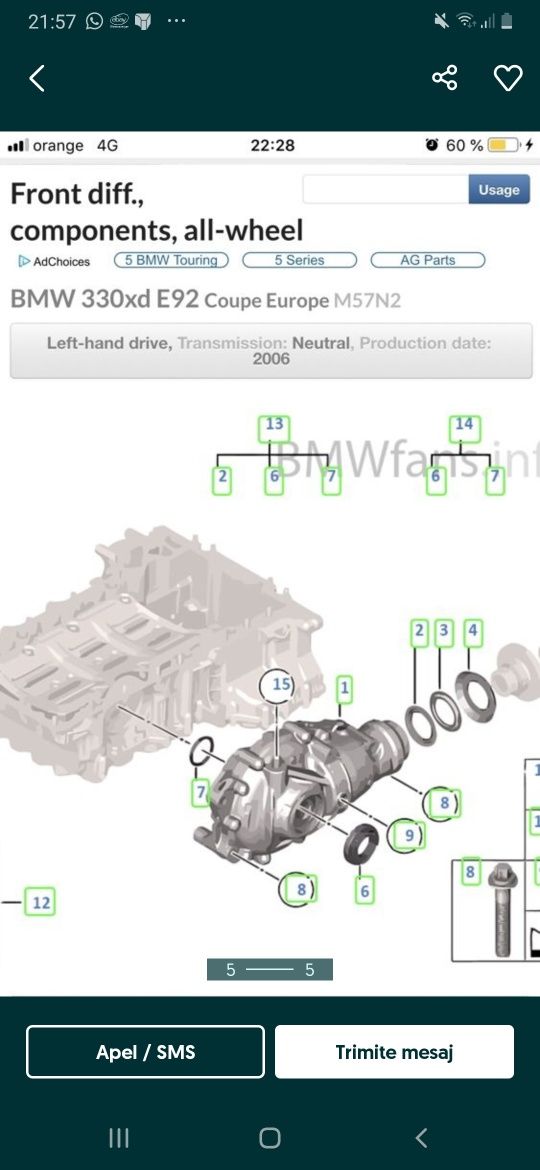 Diferential fata bmw seria 5 e60,e61