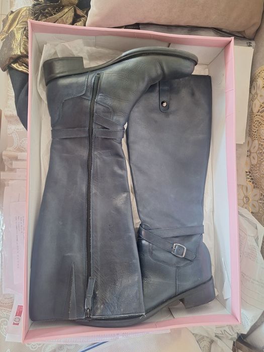 Стилни италиански ботуши, изключително Мека кожа, тъмно сини, 39/40 ра