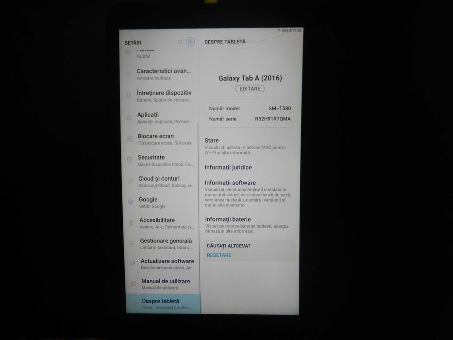 tableta samsung A6 T580,,de10inch,ram2gb/16gb,stare f buna