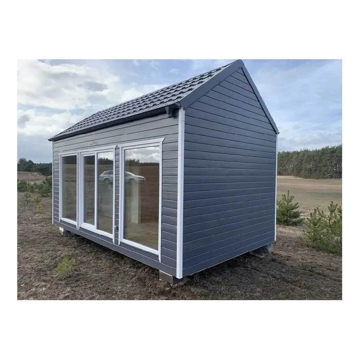 Casă modulară pe structură metalică, cu pereți din panouri sandwich, p