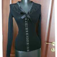 Bluza neagra din lana si mătase designer Oscalito