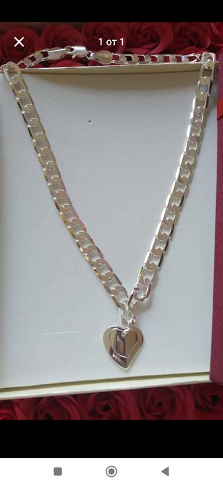 Нов, дамски, плътен, сребърен ланец/ гривна. 12 налични модели. кутия.