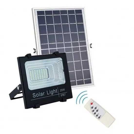 Proiector LED 25W cu panou solar si telecomanda