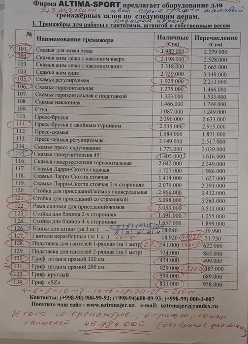 Trinajor narsalri sotiladi