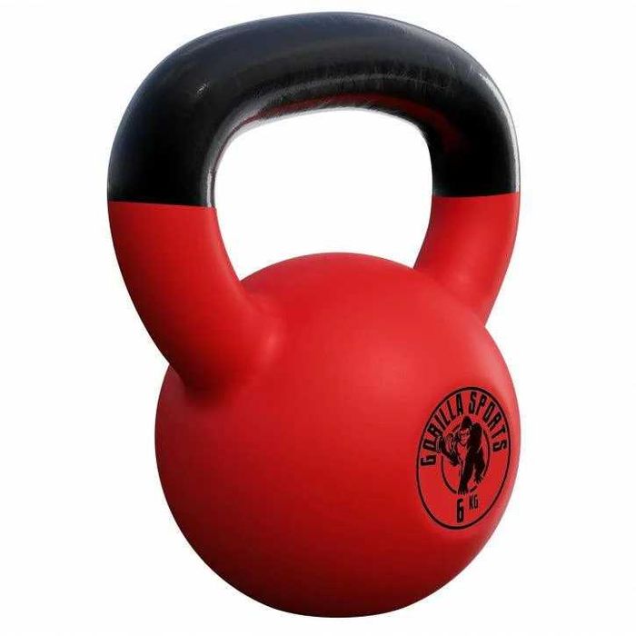 Kettlebell din fontă turnată cu înveliș de cauciuc 6 KG Gorilla Sports