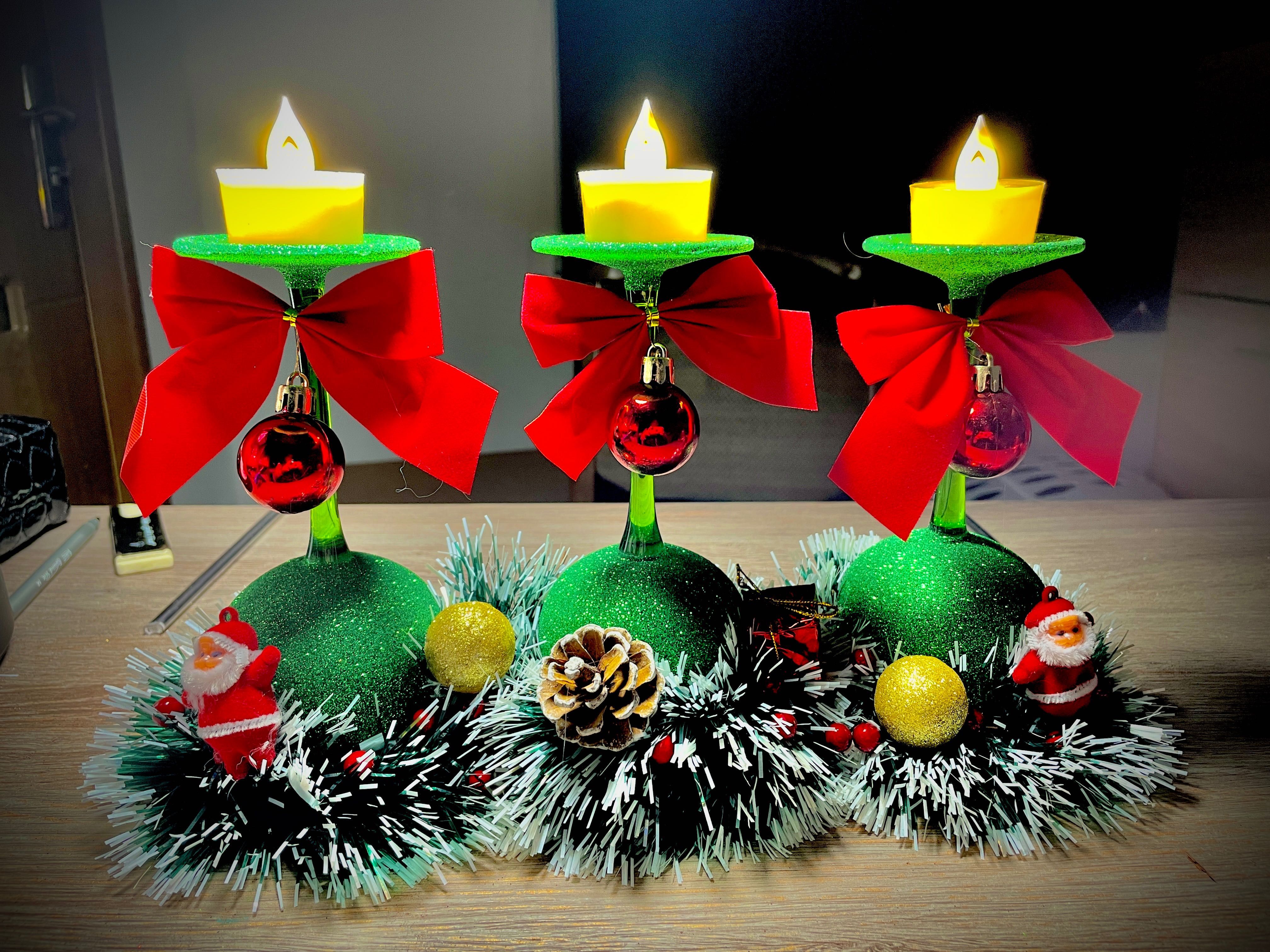 Suporturi de lumânări de Crăciun handmade