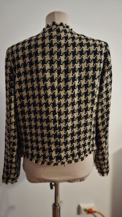 Sacou Mango măsura XL, negru cu bej, nasturi aurii