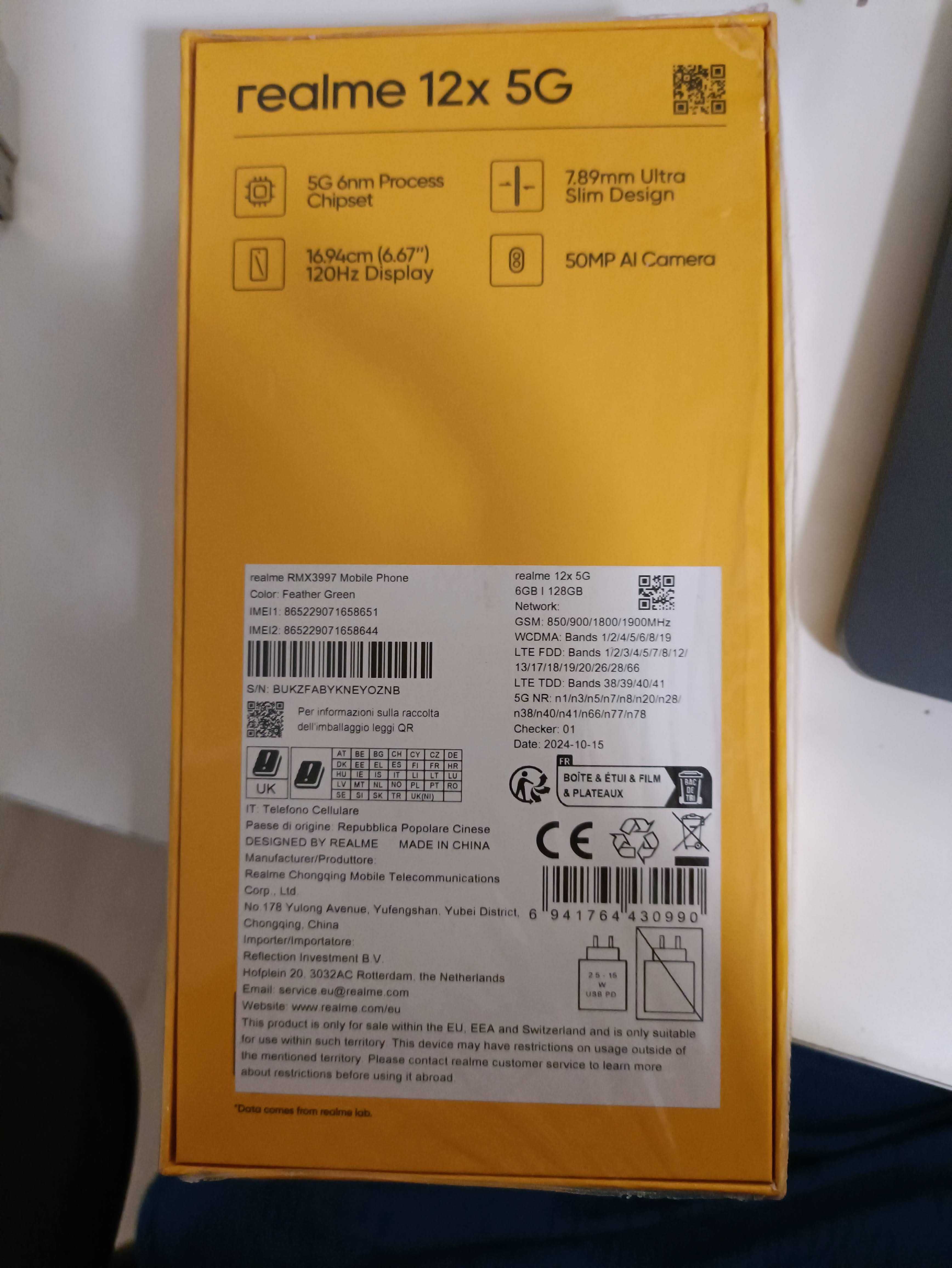 Realme 12x 5G, Feather Green, 6GB RAM, 128GB