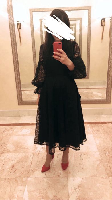 Платье миди черное вечернее