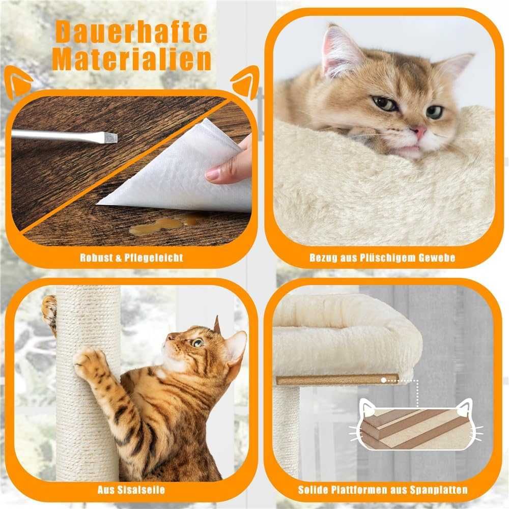 Ansamblu pisici cu dulap nisip 125 cm |YT 614192 Rustic BrownBeige