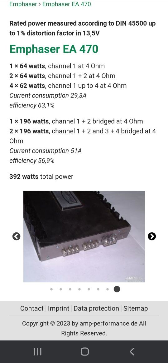 Качествен 4 канален Усилвател EMPHASER EA470_2×200w 4 ohm bridge