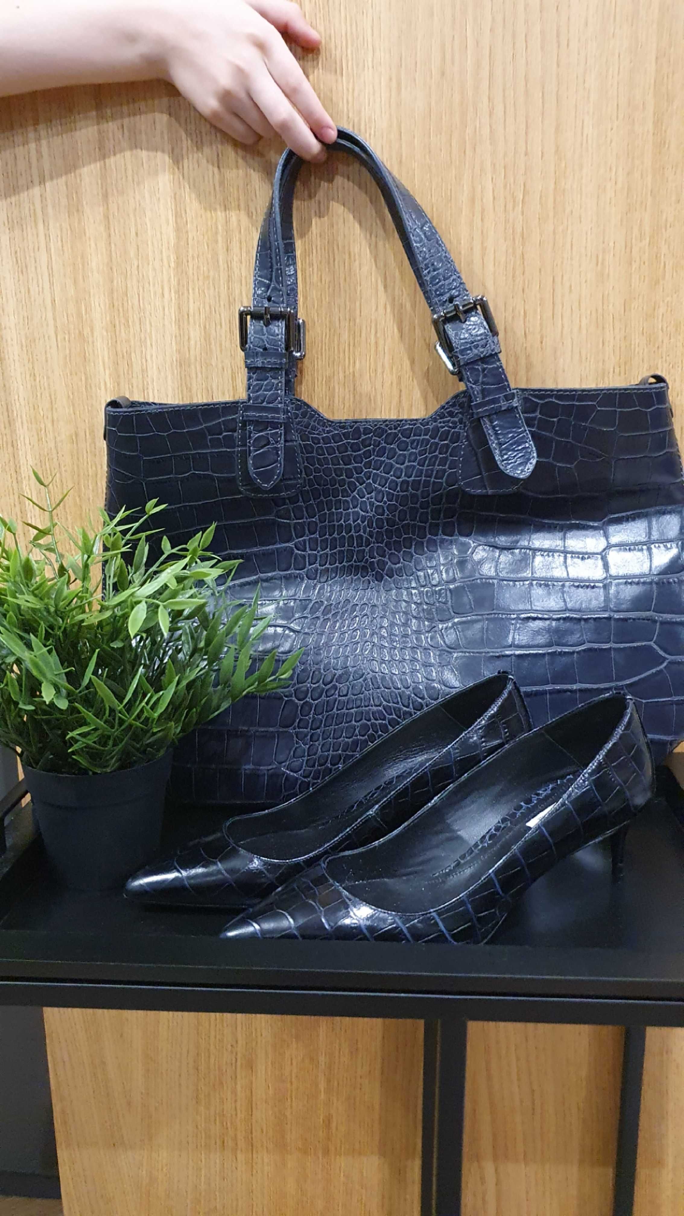 Дамски обувки N37 и кожена чанта Massimo Dutti