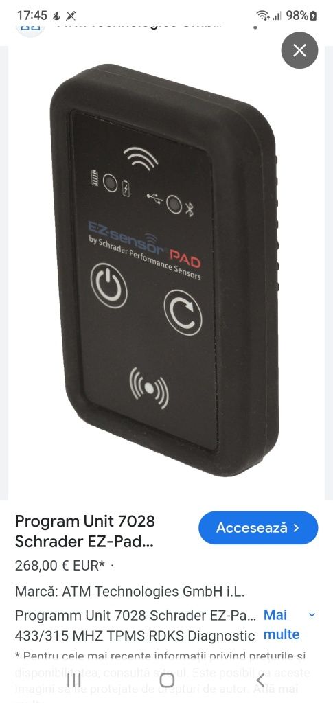 Cititor senzori presiune TPMS
