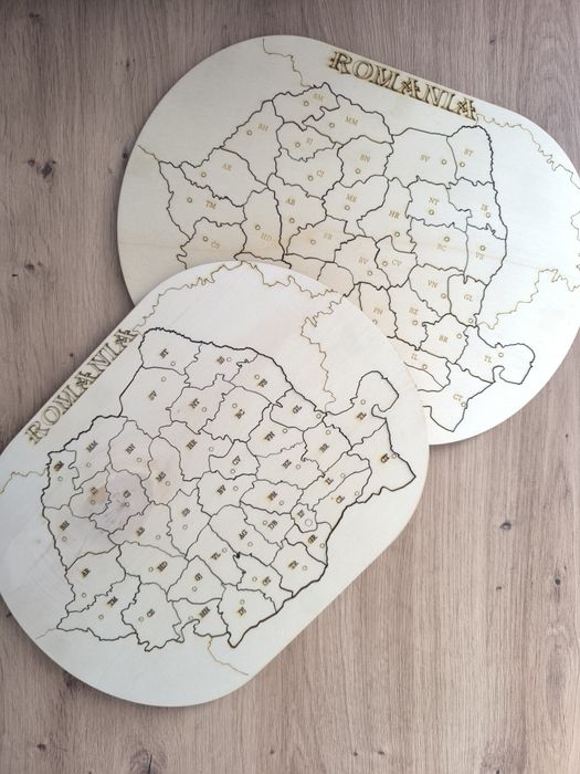 Hartă puzzle România din lemn