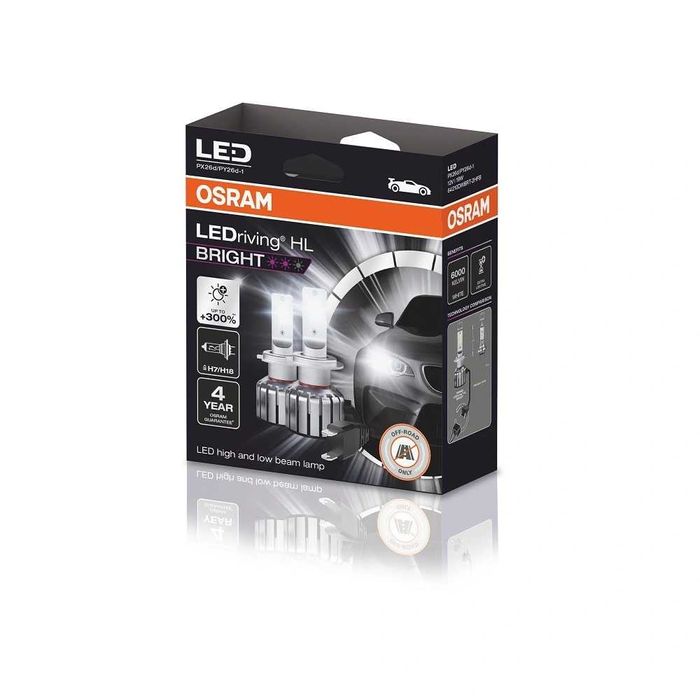 LED/Лед Диодни крушки Osram H7/H18 LEDriving HL BRIGHT +300% 19W 6000К