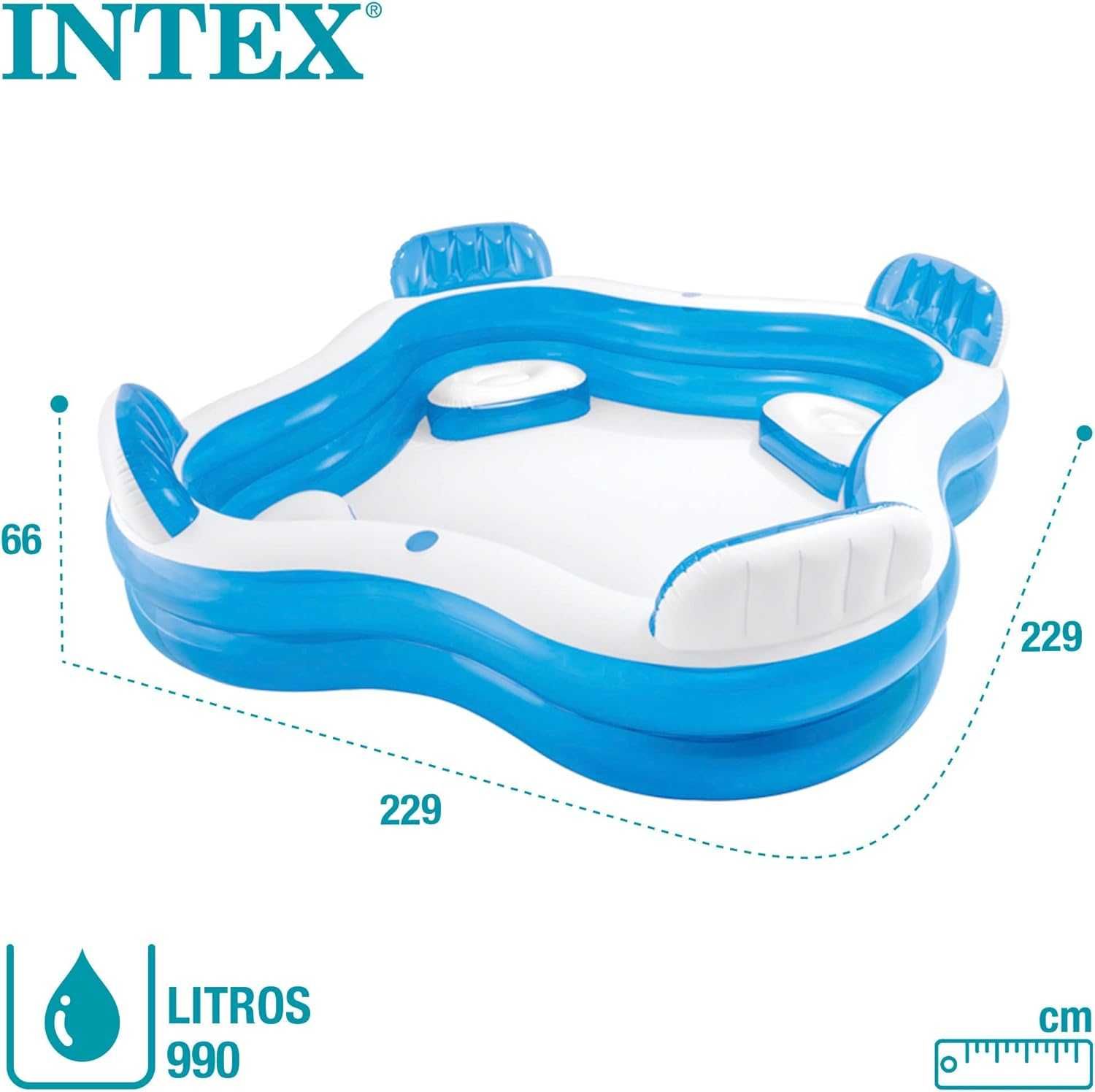 Надуваем басейн с 4 седалки и поставки за чаши INTEX семеен  басейни