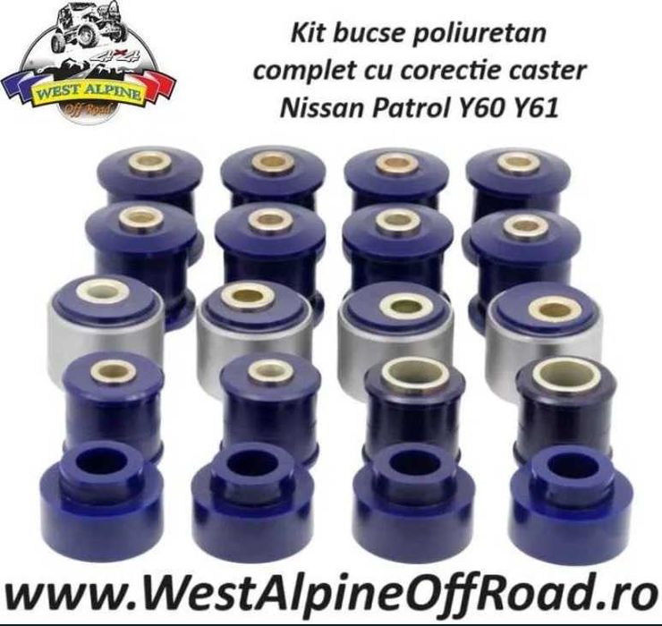 Kit complet bucse POLIURETAN Nissan Patrol Y60 Y61 + Corectie Caster