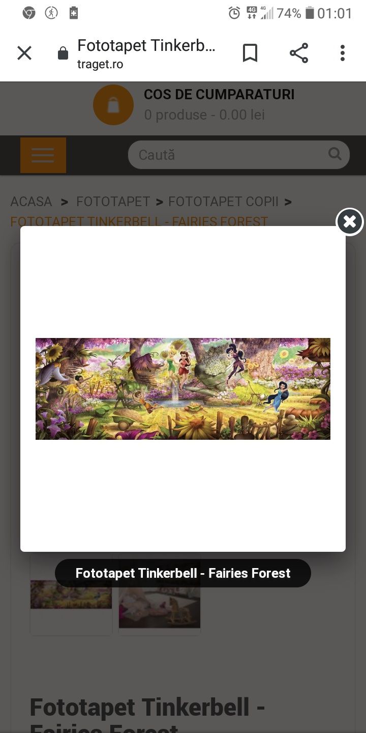 Fototapet camera copil Disney clopotica(Tinker bell) 202 ×73 cm 85 ron