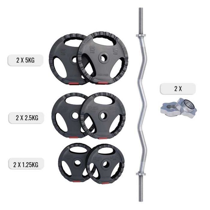 Set bară SZ și discuri cu grip 25 kg