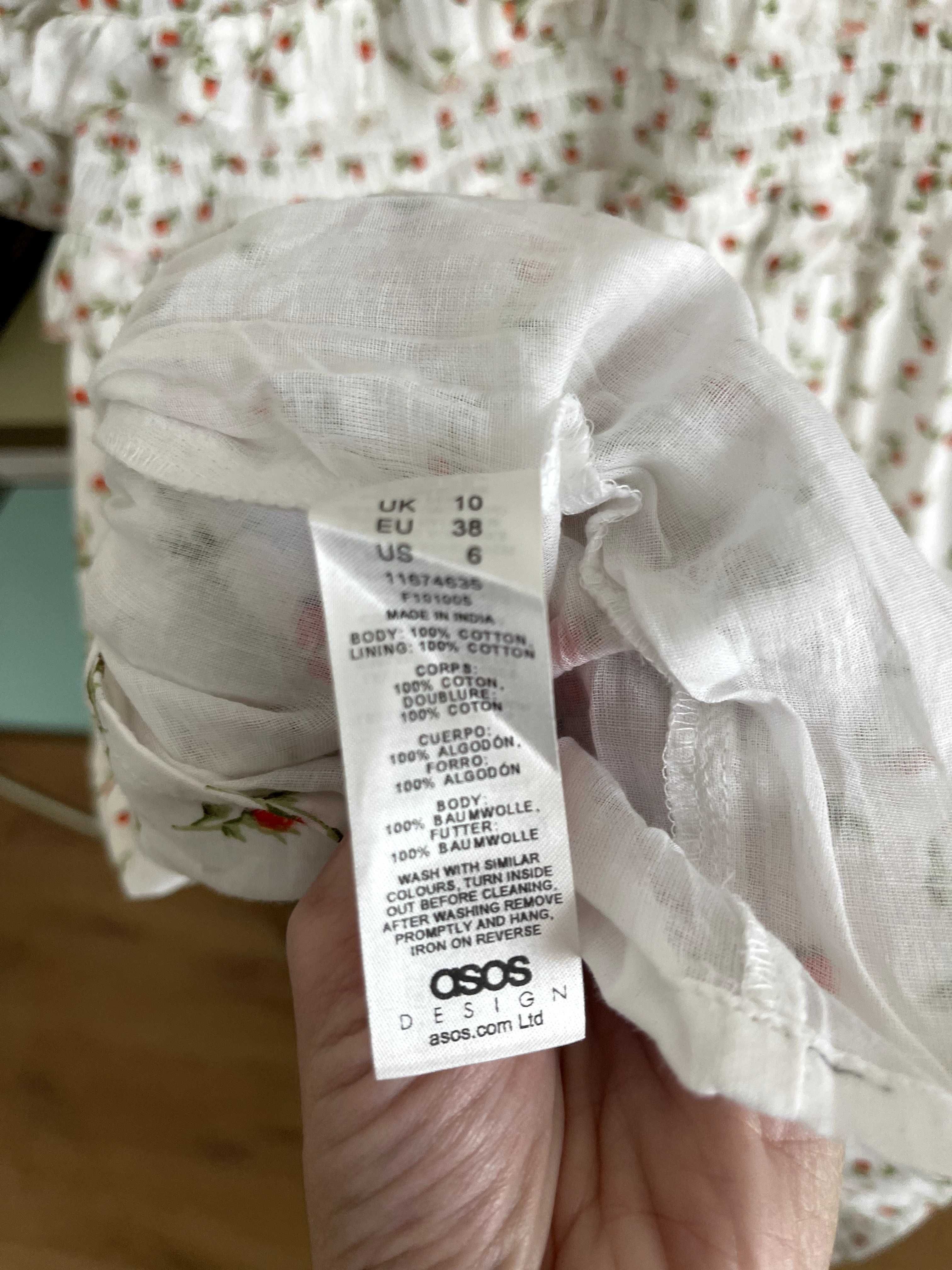 Рокля със цветя и буфан ръкави на ASOS 100% памук размер S/M