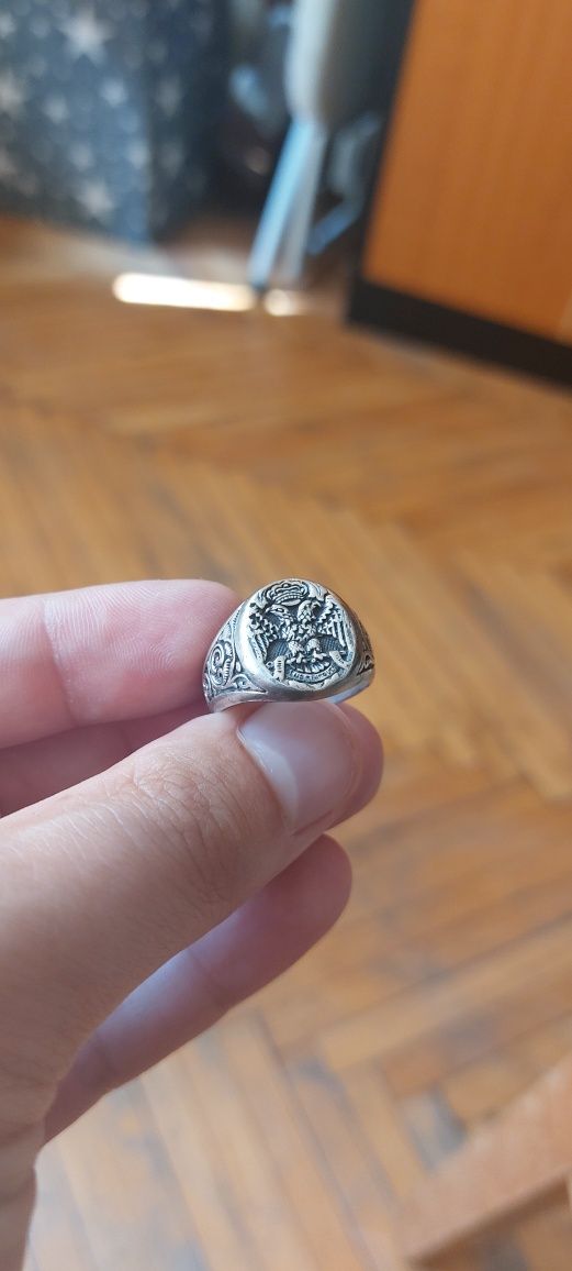 Inel masonic vulturul cu doua capete