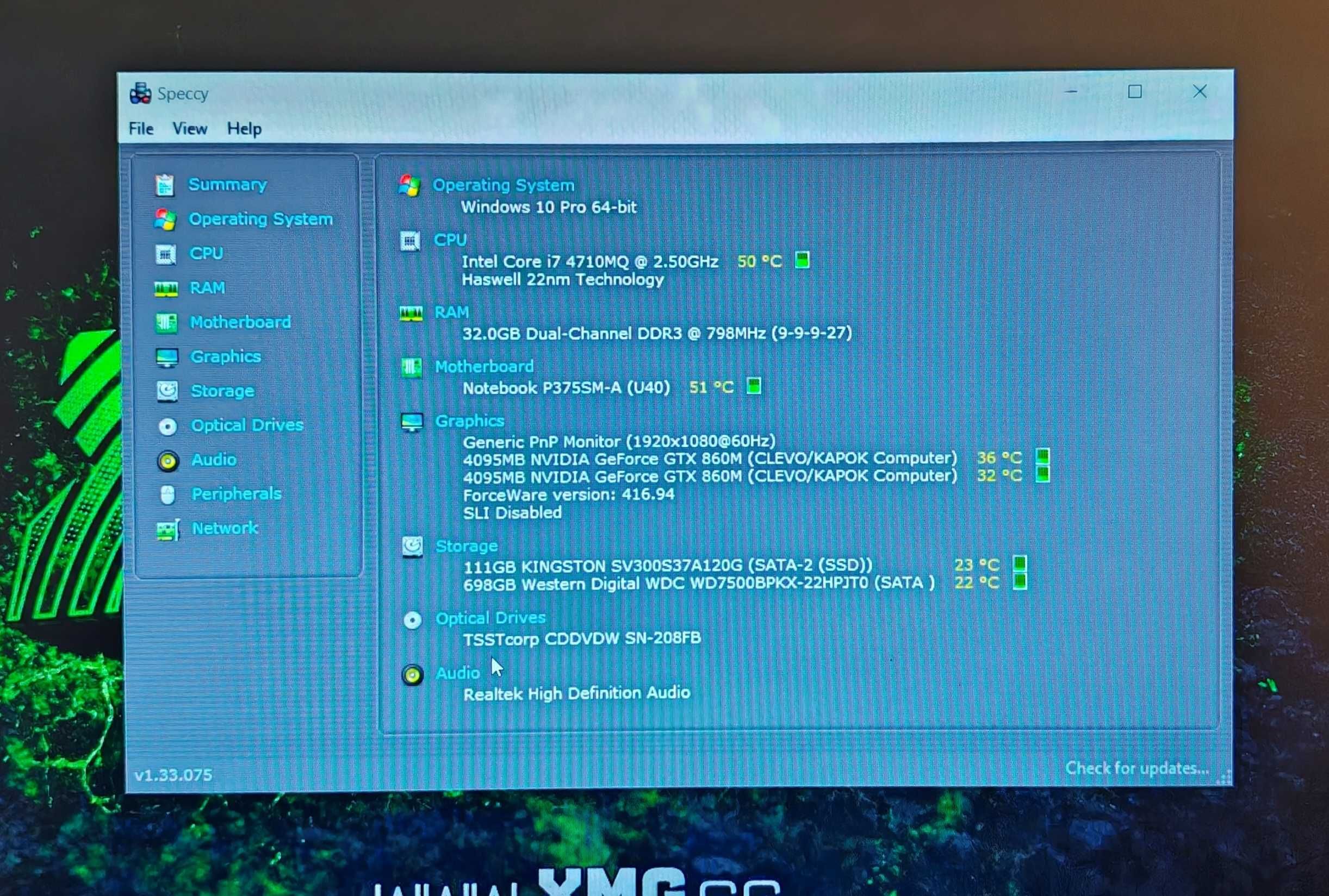 2xNVidia GTX 860M 4GB/Core i7/16GB RAM/128GB SSD + 750GB/Clevo P375SM
