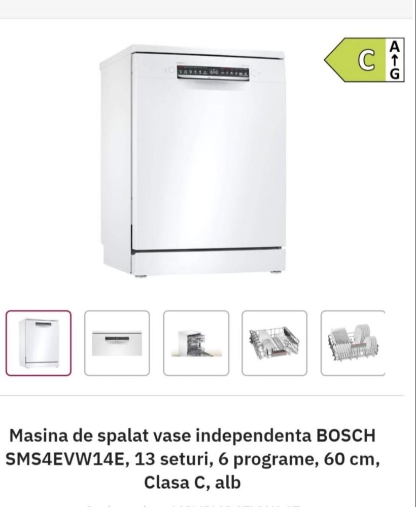 Masina de spalat vase independenta BOSCH SMS4EVW14E, clasa C
