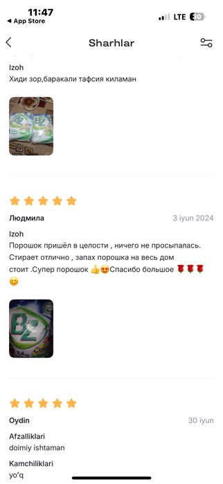 Kir yuvish kukuni. Parashok ,,BZ”