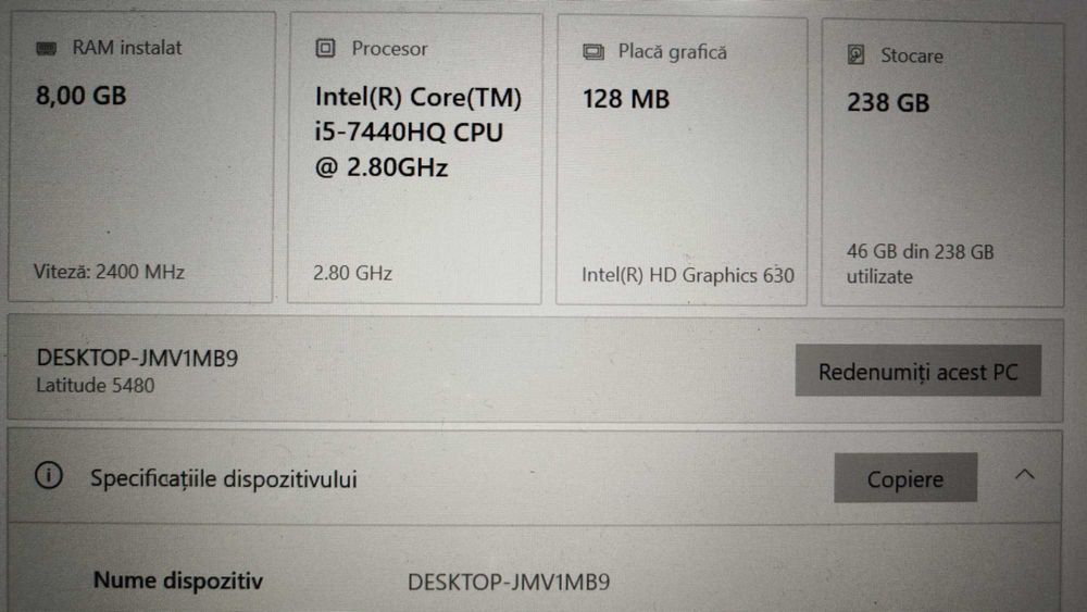 Laptop Dell Latitude 5480 Intel Core i5-7440HQ