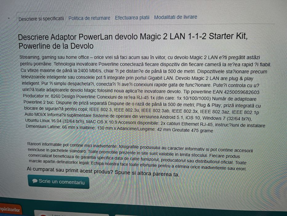 Devolo 1000 Starter Set+ internet prin cablu prin reteaua electrica