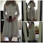 Rochie cununie -albă midi, mătase naturală, mărime S