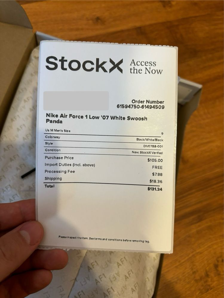 Nike Air Force One Panda 42.5 (dovadă import StockX, cutie, factură)