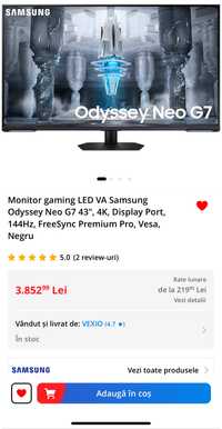 Monitor gaming Samsung Odyssey Neo G7 43", 4K