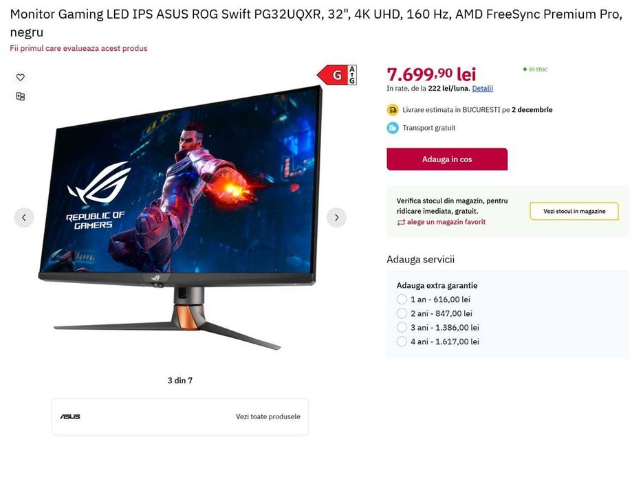 Monitor Gaming ASUS ROG Swift PG32UQXR, 32", 4K UHD [GARANȚIE 2026]