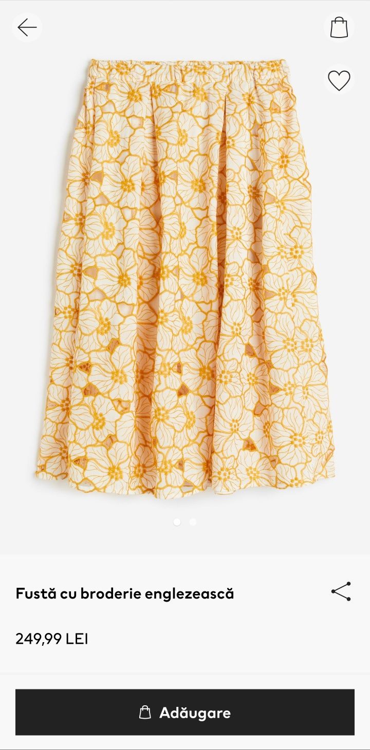 Fustă cu broderie H&M (nouă)