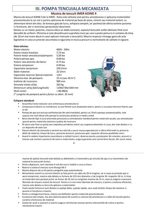 Pompa de tencuiala IMER KOINE 4