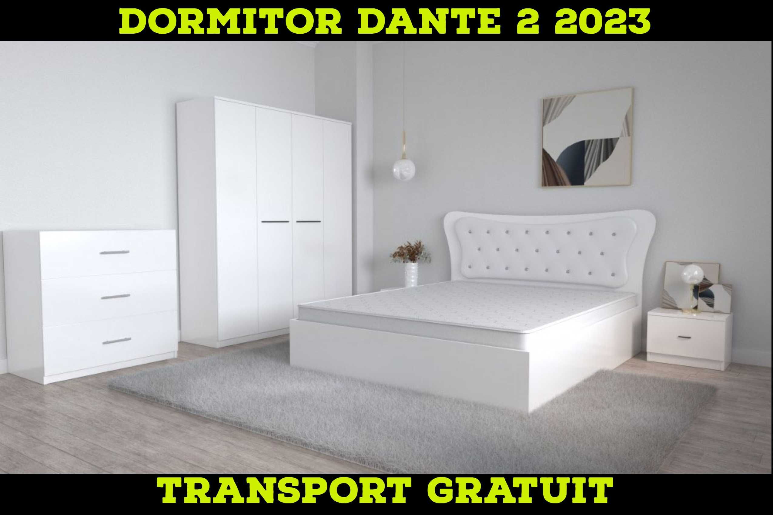 Dormitor Dante 2 Alb/nou Transport gratuit