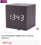 Ceas digital cub cu alarma Led