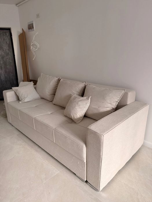 Canapea Noua bej deschis cu LADA de Depozitare