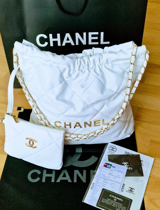 Geanta damă alb imaculat,portofel simplu atasat, saculet