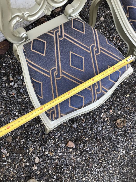 Pereche scaune vintage reconditionate gold aurii violet