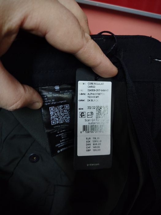 Карго панталон G-Star Raw Core W33 L32 нов мъжки черен оригинален