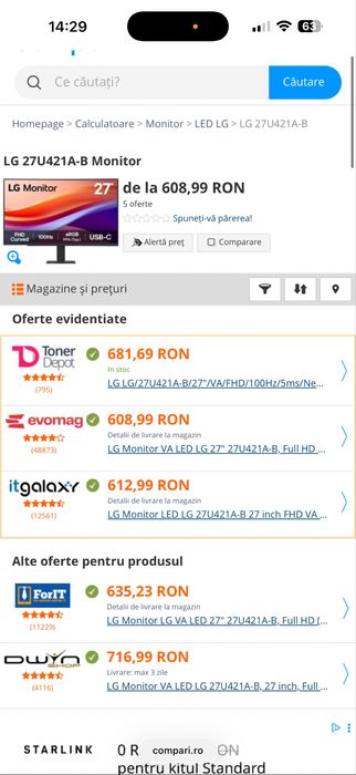 Monitor gaming LG 27 curbat 100Hz - sigilat